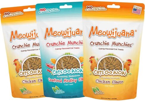 Meowijuana | Crunchie Munchie Catnip Treats | Seafood Medley | Made with Organic Catnip | Produced in The USA |Feline and Cat Lover Approved in Saudi Arabia