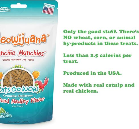 Meowijuana | Crunchie Munchie Catnip Treats | Seafood Medley | Made with Organic Catnip | Produced in The USA |Feline and Cat Lover Approved in Saudi Arabia