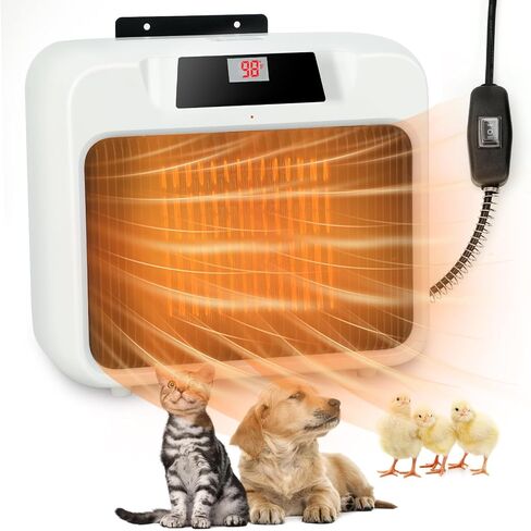 Rypet Large Dog House Heater with Thermostat, 300W/600W Safe Heater for Dog House Outdoor with 6 Ft Anti Chew Cord, Wall Mounted Dog Kennel Heater Electric Warmer for Most Dog House in Saudi Arabia