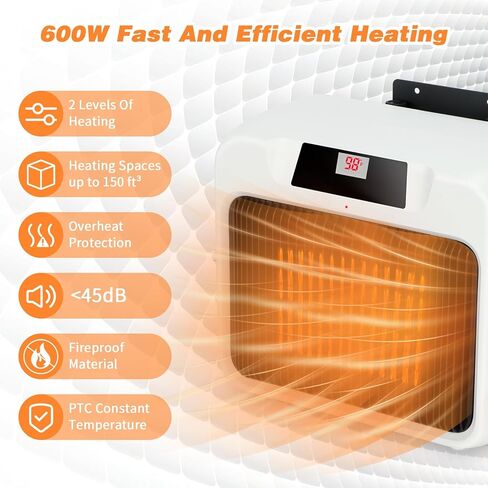 Rypet Large Dog House Heater with Thermostat, 300W/600W Safe Heater for Dog House Outdoor with 6 Ft Anti Chew Cord, Wall Mounted Dog Kennel Heater Electric Warmer for Most Dog House in Saudi Arabia