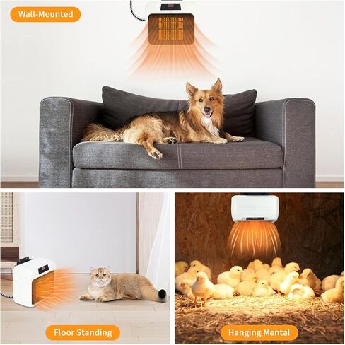 Rypet Large Dog House Heater with Thermostat, 300W/600W Safe Heater for Dog House Outdoor with 6 Ft Anti Chew Cord, Wall Mounted Dog Kennel Heater Electric Warmer for Most Dog House in Saudi Arabia