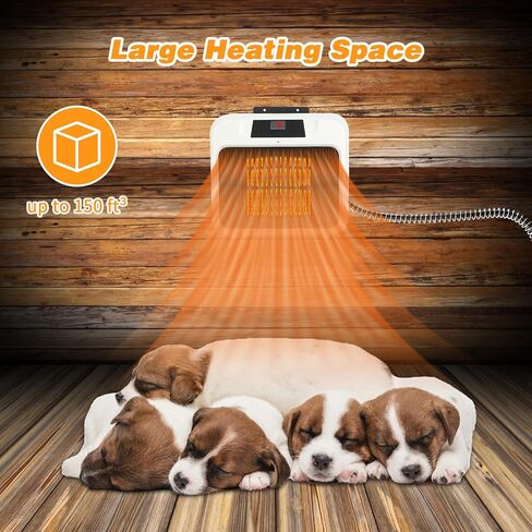 Rypet Large Dog House Heater with Thermostat, 300W/600W Safe Heater for Dog House Outdoor with 6 Ft Anti Chew Cord, Wall Mounted Dog Kennel Heater Electric Warmer for Most Dog House in Saudi Arabia
