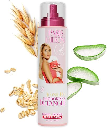 Paris Hilton Pet Dog Deodorizing Spray & Detangler, 295ml | Natural Pet Odor Eliminator with Apple Blossom Scent for Fresh Grooming in Saudi Arabia