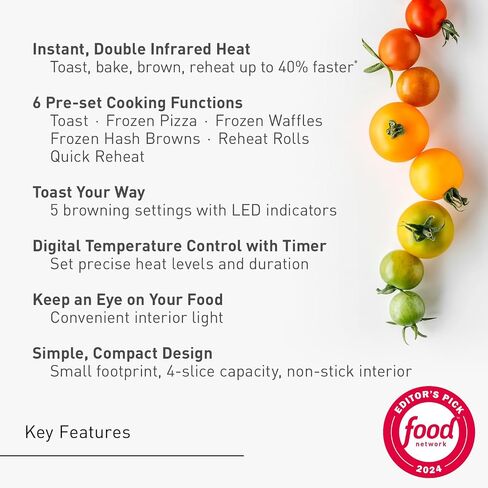 Panasonic FlashXpress Toaster Oven with Double Infrared Heating, 6 Auto Cook Options and Dial Temperature Control, 4-Slice Small Toaster Oven, 1300 Watts, PFAS-free - NB-G200P (Stainless Steel) in Saudi Arabia