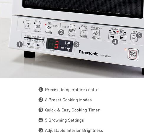 Panasonic FlashXpress Toaster Oven with Double Infrared Heating, 6 Auto Cook Options and Dial Temperature Control, 4-Slice Small Toaster Oven, 1300 Watts, PFAS-free - NB-G200P (Stainless Steel) in Saudi Arabia