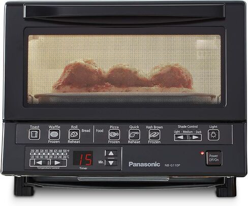 Panasonic FlashXpress Toaster Oven with Double Infrared Heating, 6 Auto Cook Options and Dial Temperature Control, 4-Slice Small Toaster Oven, 1300 Watts, PFAS-free - NB-G200P (Stainless Steel) in Saudi Arabia