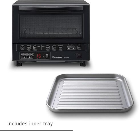 Panasonic FlashXpress Toaster Oven with Double Infrared Heating, 6 Auto Cook Options and Dial Temperature Control, 4-Slice Small Toaster Oven, 1300 Watts, PFAS-free - NB-G200P (Stainless Steel) in Saudi Arabia