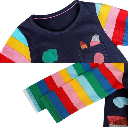 Girls Long Sleeve Dresses Toddler Fall Clothes Cotton Casual School Outfits for Kids 2-8 Years in Saudi Arabia