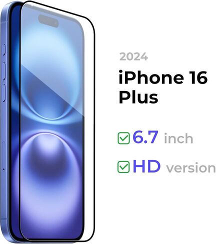 1 Pack Screen protector for iPhone 16plus [6.7 inch] with installation Frame, [Military Grade Shatterproof], HD Clear, Scratch Resistant in Saudi Arabia