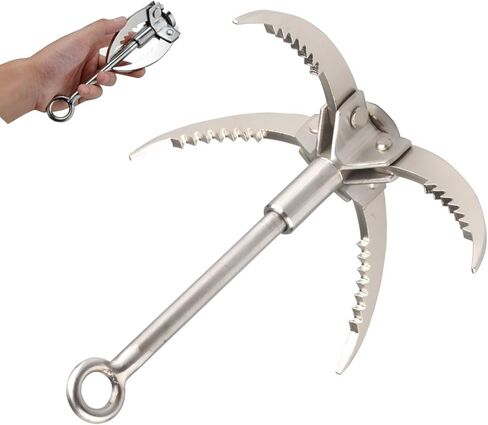 Azarxis Grappling Hook Stainless Steel Gravity Claw Carabiner 771 881 LBS Load Capacity for Outdoor Survival Retrieval Climbing Fishing Aquatic Anchor Hook in Kuwait