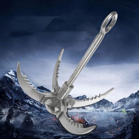 Azarxis Grappling Hook Stainless Steel Gravity Claw Carabiner 771 881 LBS Load Capacity for Outdoor Survival Retrieval Climbing Fishing Aquatic Anchor Hook in Kuwait