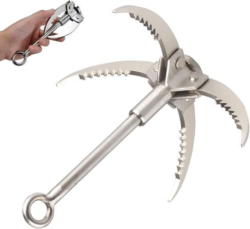 Azarxis Grappling Hook Stainless Steel Gravity Claw Carabiner 771 881 LBS Load Capacity for Outdoor Survival Retrieval Climbing Fishing Aquatic Anchor Hook in Kuwait