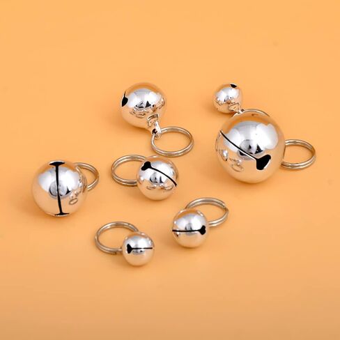 20 Pcs Cat Dog Collar Bells Training Bells Pet Pendant Charms Jingle Bells with Keyrings for Puppy Kitten Silver in Saudi Arabia