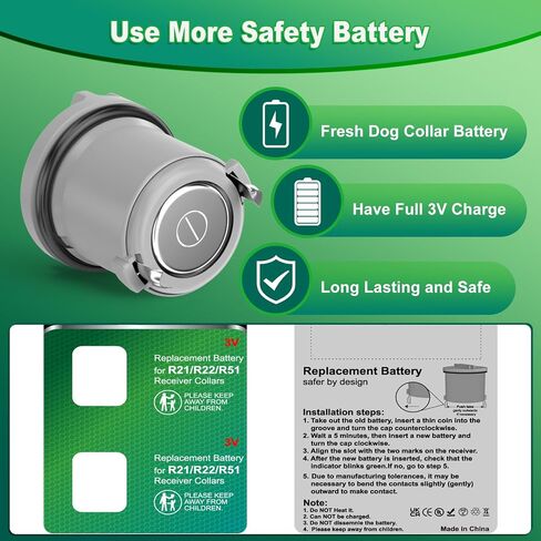 Dog Collar Batteries for R21 R22 R51 and Microlite Collar Battery,2 Packs Lasting Replacement Pet Batteries, High Capacity Compatible with Invisible Fence Receiver Collar 3V Batteries-Gray in Saudi Arabia