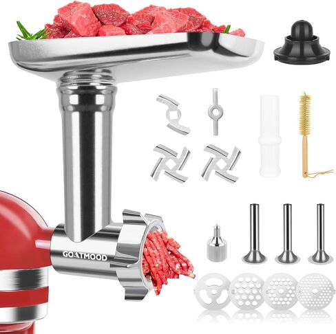 Stainless Steel Food Grinder Attachment Fit for KitchenAid Stand Mixers, Food Grinder Compatible with Meat Grinder Attachment, Dishwasher Safe, Meat Grinder, Sausage Stuffer in Saudi Arabia