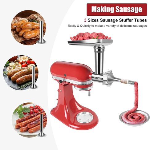 Stainless Steel Food Grinder Attachment Fit for KitchenAid Stand Mixers, Food Grinder Compatible with Meat Grinder Attachment, Dishwasher Safe, Meat Grinder, Sausage Stuffer in Saudi Arabia