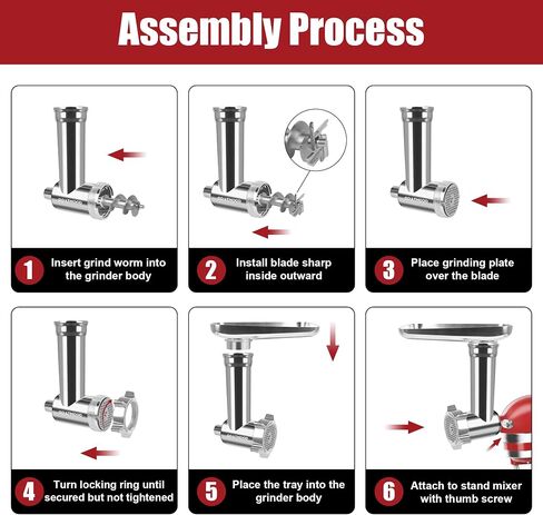 Stainless Steel Food Grinder Attachment Fit for KitchenAid Stand Mixers, Food Grinder Compatible with Meat Grinder Attachment, Dishwasher Safe, Meat Grinder, Sausage Stuffer in Saudi Arabia