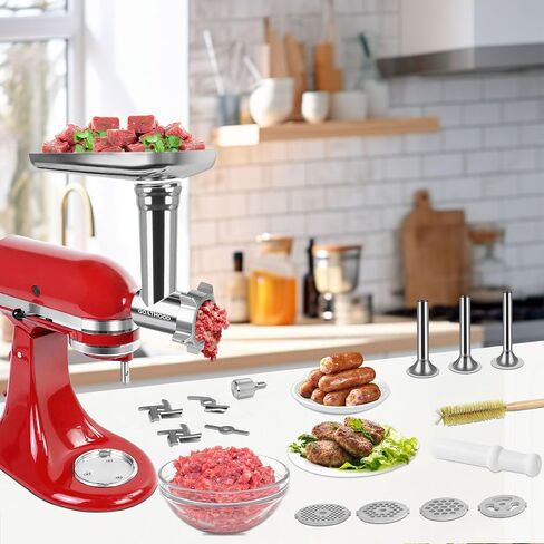 Stainless Steel Food Grinder Attachment Fit for KitchenAid Stand Mixers, Food Grinder Compatible with Meat Grinder Attachment, Dishwasher Safe, Meat Grinder, Sausage Stuffer in Saudi Arabia