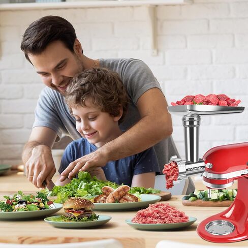 Stainless Steel Food Grinder Attachment Fit for KitchenAid Stand Mixers, Food Grinder Compatible with Meat Grinder Attachment, Dishwasher Safe, Meat Grinder, Sausage Stuffer in Saudi Arabia