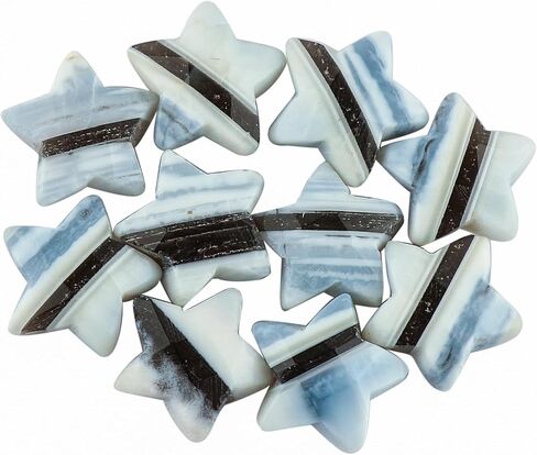 CRYSTALIS 10pcs Natural Blue-Lace-Opal, Facet Stars Loose Gemstone, Wholesale Bulk Cabochons, Jewelry Making Supply, Chakra Healing Polished Stones, Wire Wrapping, DIY, Gem Collection in Saudi Arabia