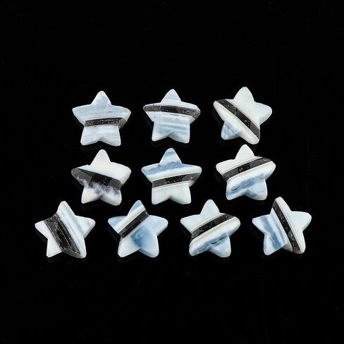 CRYSTALIS 10pcs Natural Blue-Lace-Opal, Facet Stars Loose Gemstone, Wholesale Bulk Cabochons, Jewelry Making Supply, Chakra Healing Polished Stones, Wire Wrapping, DIY, Gem Collection in Saudi Arabia