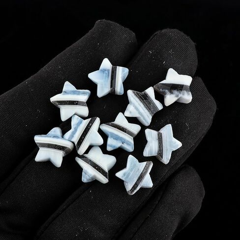 CRYSTALIS 10pcs Natural Blue-Lace-Opal, Facet Stars Loose Gemstone, Wholesale Bulk Cabochons, Jewelry Making Supply, Chakra Healing Polished Stones, Wire Wrapping, DIY, Gem Collection in Saudi Arabia