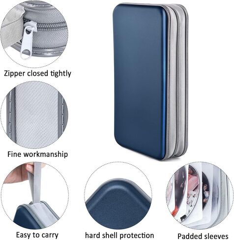 DVD Case, Bivisen CD Case Holder Wallet Binder 96 Capacity CD/DVD Cases Storage Holder Binder Organizer Wallet Book for Car Home Travel (Dark Blue) in Saudi Arabia