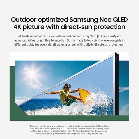 SAMSUNG 65-Inch Class Neo QLED 4K The Terrace Partial Sun, Quantum HDR+, Dolby Atmos, Wide Viewing Angle, Weather Resistant, Anti-Glare Outdoor Smart TV w/Alexa Built-in, (QN65LST7DAFXZA, 2024 Model) in Saudi Arabia