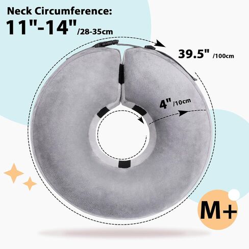 Crazy Felix Dog Cone Collar, Inflatable Dog Cone to Stop Licking, Soft Cone for Dogs After Surgery for Small Medium Large Dogs, Donut Cone for Dogs Alternative Without Vision Block(Grey, L) in Saudi Arabia