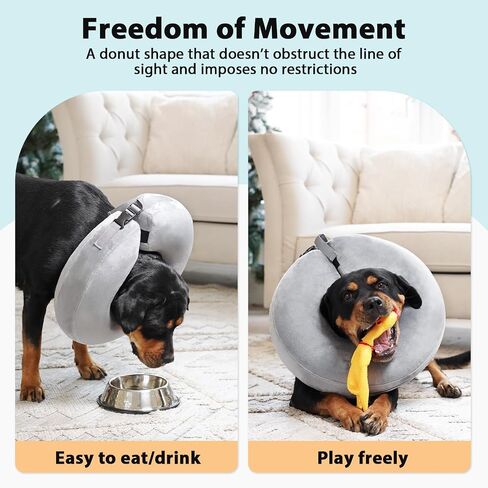 Crazy Felix Dog Cone Collar, Inflatable Dog Cone to Stop Licking, Soft Cone for Dogs After Surgery for Small Medium Large Dogs, Donut Cone for Dogs Alternative Without Vision Block(Grey, L) in Saudi Arabia