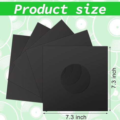 Eaasty 100 Pieces Paper Vinyl 45 RPM Record Sleeves 7 Inch Record Protection Paper Covers for Singles Records Square Sleeves Outer Album Covers Vinyl Jacket Covers with Holes for Storage(Black) in Saudi Arabia