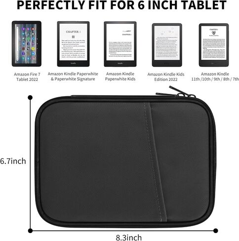 Universal Sleeve Bag for 7-8 inch Tablet Fire HD 8/Fire HD 8 Plus Compatible iPad Mini (6th Gen) 8.3" 2021, iPad Mini 5/4/3/2/1, Tab A8, 7"-8" inch Android Tablet Sleeve Case -Grey in Saudi Arabia