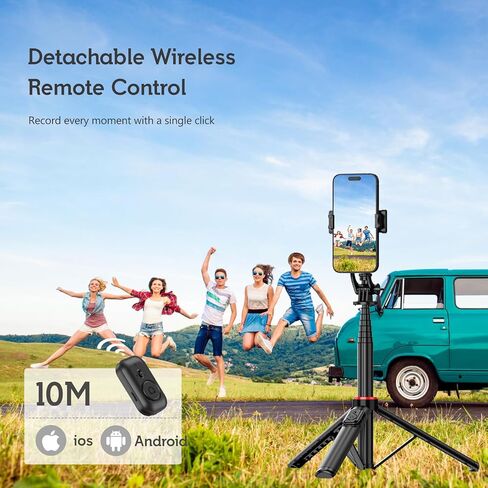 Selfie Stick Tripod, 44" Extendable, 360° Rotatable, Wireless Remote, Detachable Phone Holder, Lightweight & Portable, Compatible with iPhone, Samsung, Android, Ideal for Travel & Vlogging in Saudi Arabia
