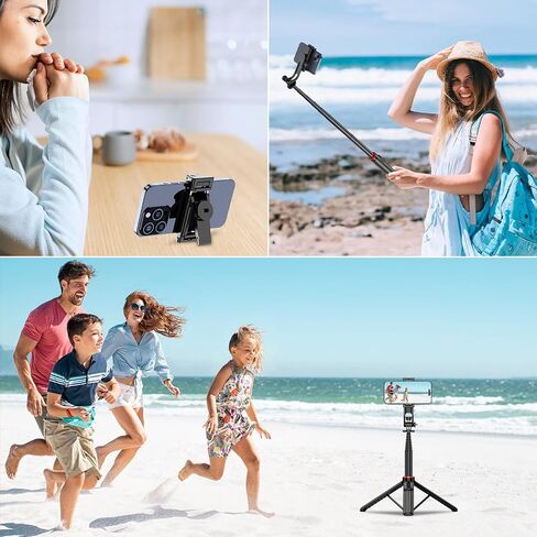 Selfie Stick Tripod, 44" Extendable, 360° Rotatable, Wireless Remote, Detachable Phone Holder, Lightweight & Portable, Compatible with iPhone, Samsung, Android, Ideal for Travel & Vlogging in Saudi Arabia