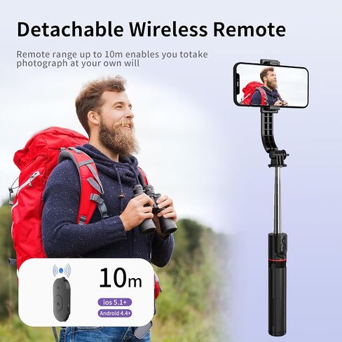 Selfie Stick Tripod, 44" Extendable, 360° Rotatable, Wireless Remote, Detachable Phone Holder, Lightweight & Portable, Compatible with iPhone, Samsung, Android, Ideal for Travel & Vlogging in Saudi Arabia