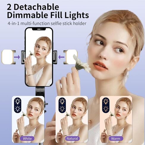 Selfie Stick Tripod, 44" Extendable, 360° Rotatable, Wireless Remote, Detachable Phone Holder, Lightweight & Portable, Compatible with iPhone, Samsung, Android, Ideal for Travel & Vlogging in Saudi Arabia