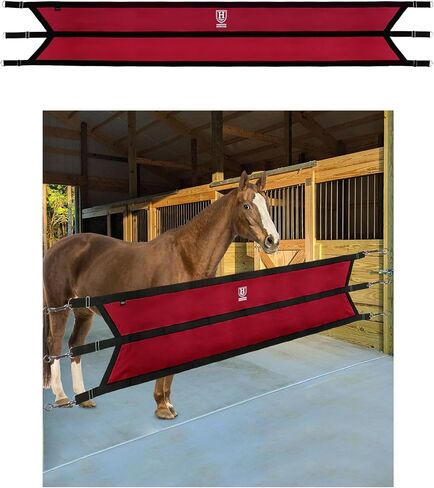 Harrison Howard Long-Lasting Fabric Home Barn Use Sturdy Spring Hooks and D-Rings Adjustable Straps Aisle Stall Guard Red in Saudi Arabia
