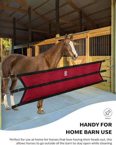 Harrison Howard Long-Lasting Fabric Home Barn Use Sturdy Spring Hooks and D-Rings Adjustable Straps Aisle Stall Guard Red in Saudi Arabia