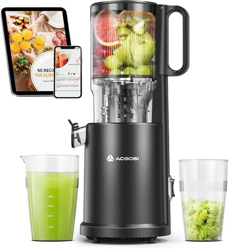 Cold Press Juicer, Aobosi Juicer Machines with 5" Large Feed Chute Fit Whole Fruits & Vegetables, Slow Masticating Juicer Self Feeding Effortless, Auto-cutting Auger, Triple Filter in Saudi Arabia