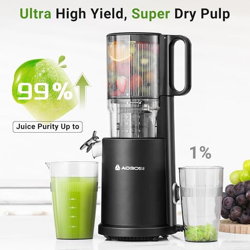Cold Press Juicer, Aobosi Juicer Machines with 5" Large Feed Chute Fit Whole Fruits & Vegetables, Slow Masticating Juicer Self Feeding Effortless, Auto-cutting Auger, Triple Filter in Saudi Arabia