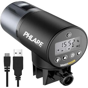 Automatic Fish Feeder - Rechargeable 200ml Auto Timer for Aquariums, Ponds & Reef Tanks - Ideal for All Fish Types | Flake & Pellet Food Dispenser for Vacation & Weekend