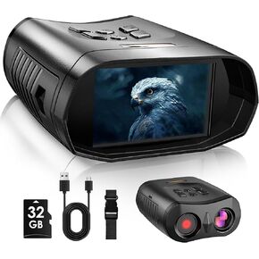 Night Vision Goggles, True 4K Night Vision Binoculars, Built-in Powerful Focusable IR, 4000mAh Rechargeable Battery, 3.0" Large Display Support for Wildlife Watching