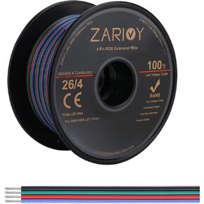 كابل تمديد سلك RGB 100FT 26AWG 4 دبوس 4 ألوان، سلك كهربائي 26 AWG Led لشريط RGB LED 5050 3528، سلك تمديد شريط LED 26 مقياس لإضاءة شريط شريط LED in Kuwait