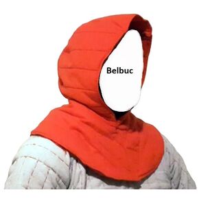 Medieval padded coif, Red padded coif, Padded coif hood (red), Arming cap (red), Quilted coif (red), Headwear - Medieval (red)