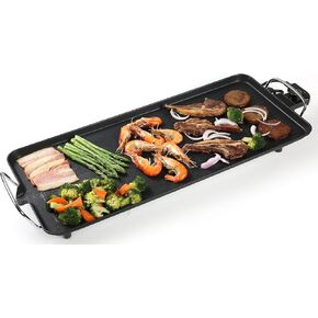 Electric Griddle 25X10.5 Inch with Removable Temperature Control Oversized Removable Cooking Plate with kitchen tongs Smokeless Indoor Grill Nonstick Plates 2 Cooking Zones