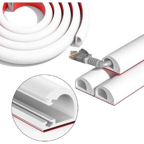 Cord Hider, Self Adhesive Wall Cord Covers for Wires on Wall, Flexible Cable Hider Cord Cover for Cord Management W0.59 H0.39 in White (118 Inch)