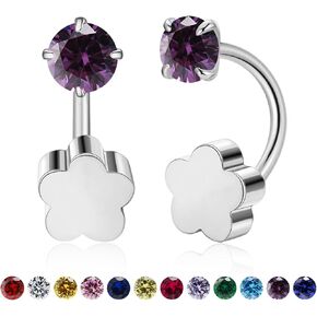 Tiny 3mm Birthstone Earrings Small Huggie Half Hoop Earrings with Flower Flat Back for Women Girls，G23 Hypoallergenic Minimalist Tiny Cartilage Earring (Gold, October- Pink Tourmaline) in Kuwait