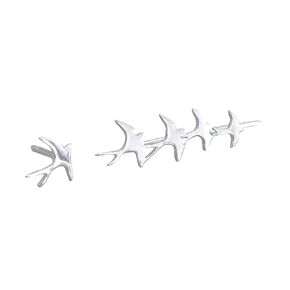 Mismatched Flock of Birds Earrings in Sterling Silver Shiny Finish