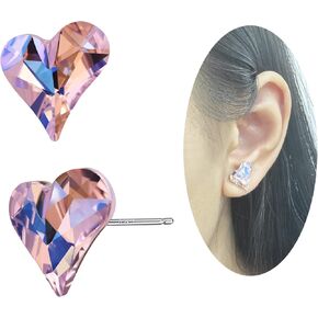 أقراط القلب الوردي أقراط زركونيا مكعبة أقراط فضية أقراط كريستال أقراط جوهرة الميلاد أقراط مضادة للحساسية للنساء هدايا in Kuwait