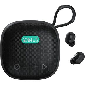 ONES MusPlay Wireless Speaker with Earbuds 2-in-1, Hi-Res Audio, Smart [ Bluetooth/AUX / MP3 ] [ Game/Music Mode ] [ 24 Hrs Speaker / 60 Hrs Earbud Ultra-Long Playback ] Portable Compact